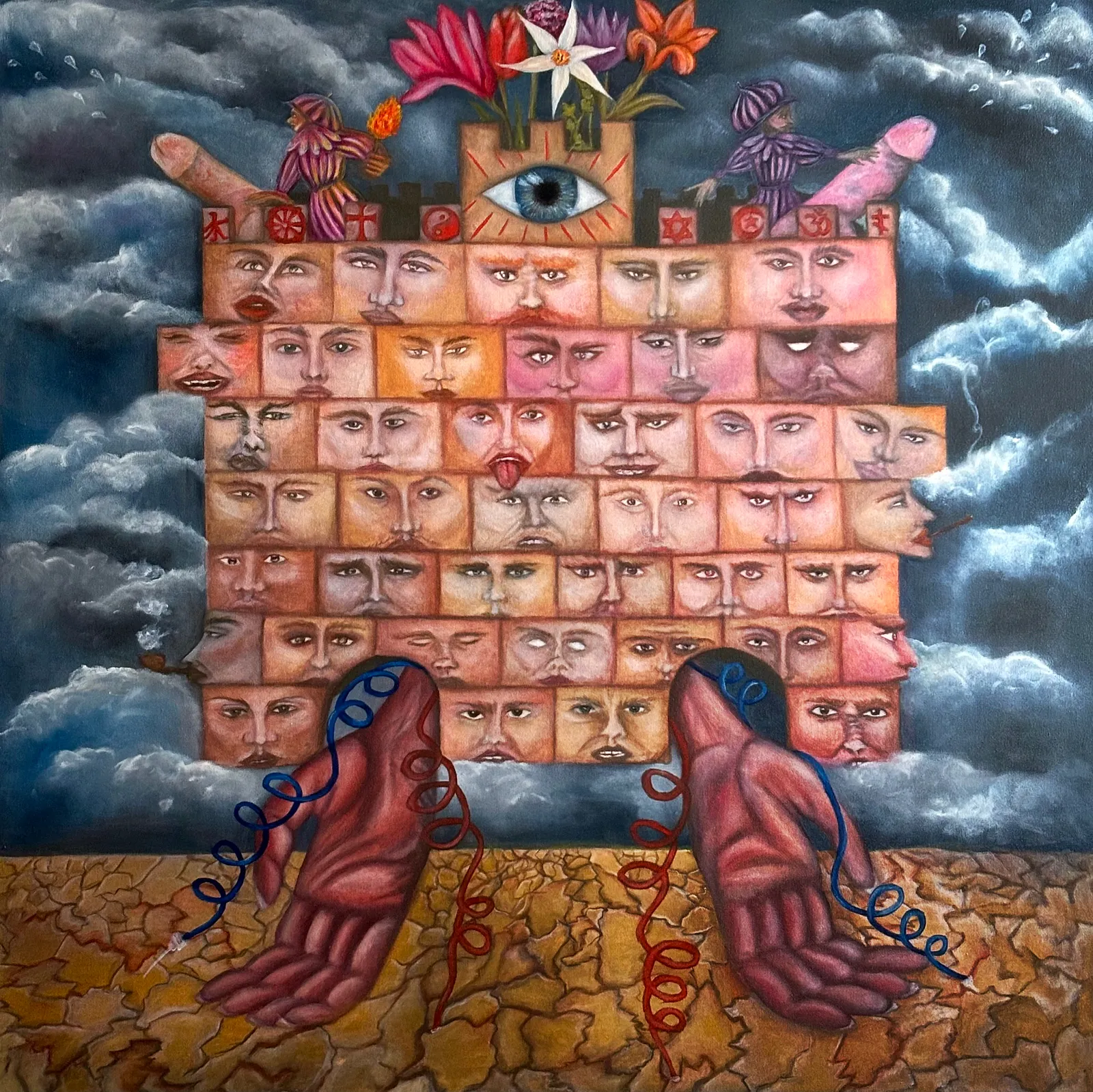Image of Society by Stanislava Romanova, size: 100x100cm, made of oil + canvas, Painting medium, from Odesa, Ukraine, priced at $1000 (≈ 45,239 грн)