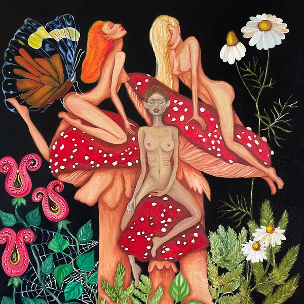 Image of Garden of Paradise Delights by Stanislava Romanova, size: 50x70cm, made of oil on canvas, Painting medium, from Odesa, Ukraine, priced at $600 (≈ 27,143 грн)